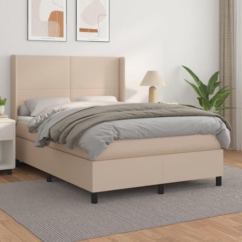 vidaXL Boxspring met matras kunstleer cappuccinokleurig, Huis en Inrichting, Slaapkamer | Bedden, 140 cm, 190 cm of minder, Bruin