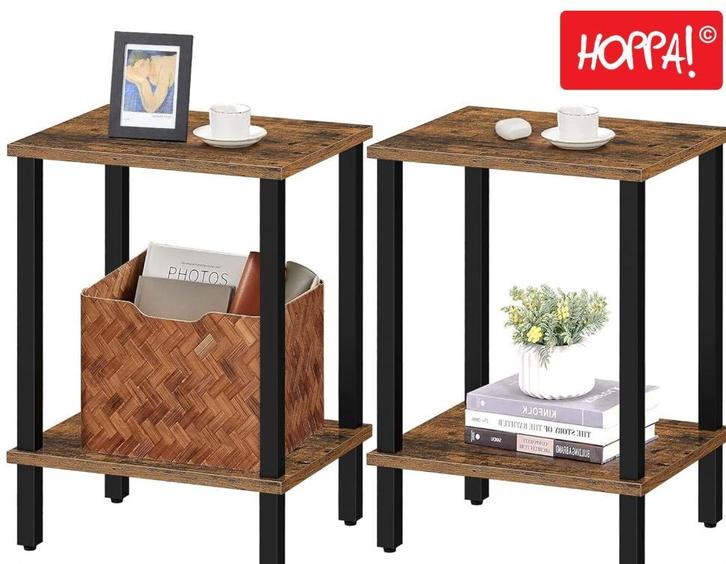 Hoppa! TB01BB035 Bijzettafel Bruin 38x30x55cm van 15 voor 13, Huis en Inrichting, Tafels | Bijzettafels, 45 tot 60 cm, Minder dan 55 cm