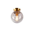 Art deco plafondlamp messing met smoke glas - Pallon, Nieuw, Glas, Art Deco
