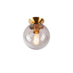 Art deco plafondlamp messing met smoke glas - Pallon, Huis en Inrichting, Nieuw, Glas, Art Deco