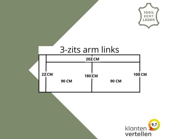 Leren elementenbank Flow - element 3 zits arm links, Huis en Inrichting, Banken | Bankstellen, 200 tot 250 cm, 75 tot 100 cm, Rechte bank