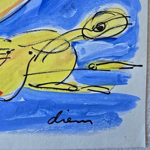 Peter Diem (1945) - Yellow Flying Cows, Antiek en Kunst, Kunst | Schilderijen | Modern
