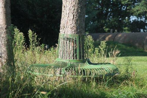 Zitgroep - boombank antiekgroen - Metaal, Antiek en Kunst, Kunst | Designobjecten