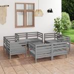 vidaXL 9-delige Loungeset massief grenenhout grijs, Tuin en Terras, Tuinsets en Loungesets, Verzenden, Nieuw, Loungeset
