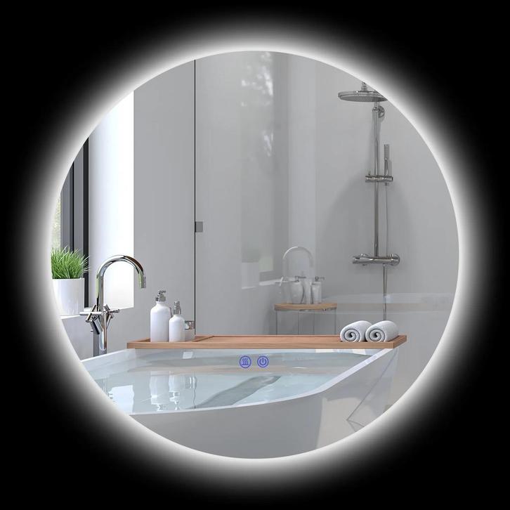 Badkamerspiegel Met Verlichting Ø60 Cm, Wandspiegel Met 3 Li, Huis en Inrichting, Woonaccessoires | Spiegels, Nieuw, Verzenden