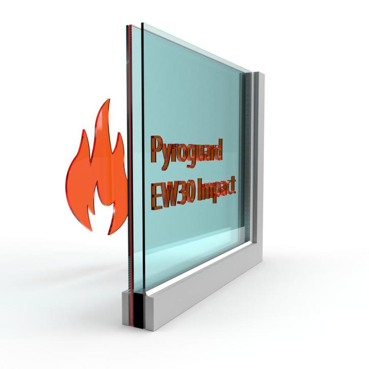 Dubbel glas Pyroguard EW30 Impact (stalen constructie) - HR, Doe-het-zelf en Verbouw, Glas en Ramen, Nieuw, Ophalen of Verzenden