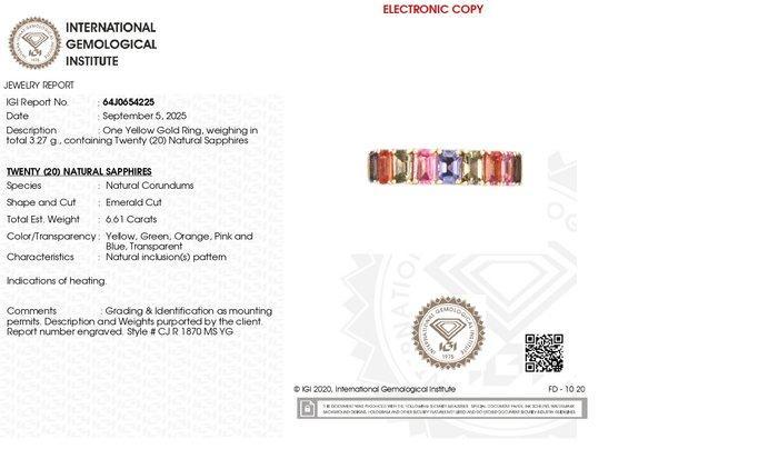 Eeuwigheidsring - 14 karaat Geel goud - 6.61ct. tw. Saffier, Sieraden, Tassen en Uiterlijk, Antieke sieraden