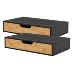 Wandplank set van 2 met lade Bokn bamboe 40x24x8 cm zwart [e, Huis en Inrichting, Woonaccessoires | Wandplanken en Boekenplanken