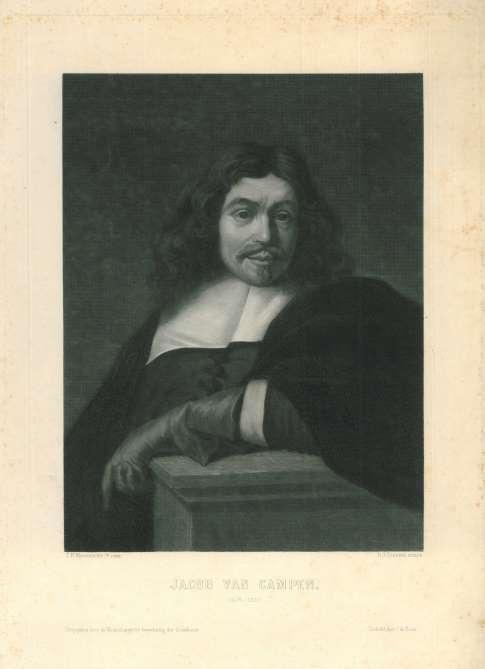 Portrait of Jacob van Campen, Antiek en Kunst, Kunst | Etsen en Gravures