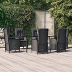 vidaXL 7-delige Tuinset met kussens poly rattan zwart, Tuin en Terras, Verzenden, Nieuw, Rotan, Tuinset
