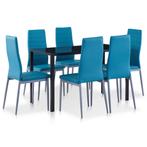 vidaXL 7-delige Eethoek blauw, Huis en Inrichting, Verzenden, Nieuw