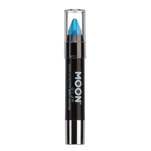 Moon Glow Neon UV Glitter Body Crayons Blue 3.2g, Hobby en Vrije tijd, Feestartikelen, Nieuw, Verzenden