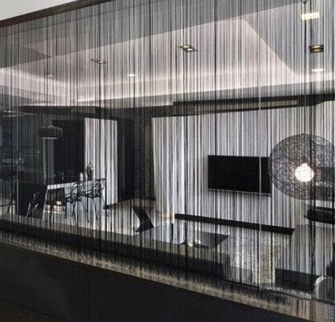 Vlamwerend, brandvertragend draadjesgordijn 300X300 ZWART, Huis en Inrichting, Stoffering | Gordijnen en Lamellen, Nieuw