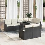 vidaXL Tuin Sofa Set met kussen 9 pcs Zwart en crème 100 x, Tuin en Terras, Tuinsets en Loungesets, Verzenden, Nieuw, Rotan