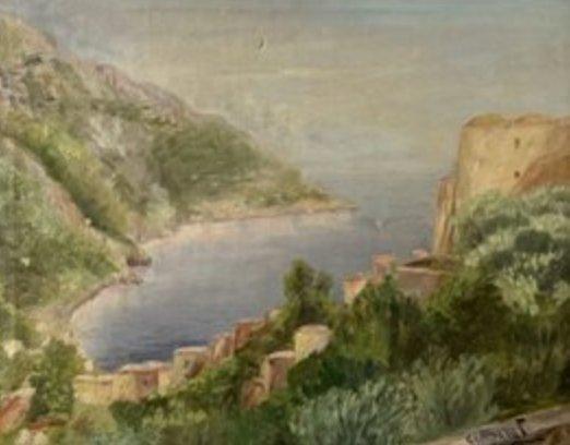 Italiaanse school (XX) - Veduta costiera, Antiek en Kunst, Kunst | Schilderijen | Klassiek