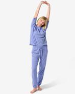 HEMA Dames pyjamabroek katoen blauw, Verzenden, Blauw