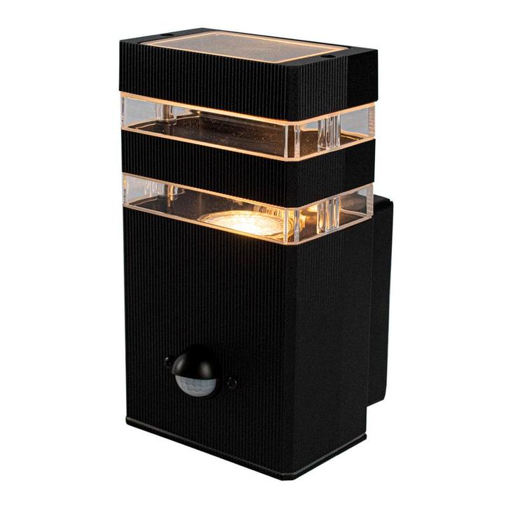 LED buiten wandlamp met sensor | vierkant | GU10 | zwart, Huis en Inrichting, Lampen | Wandlampen, Nieuw, Ophalen of Verzenden