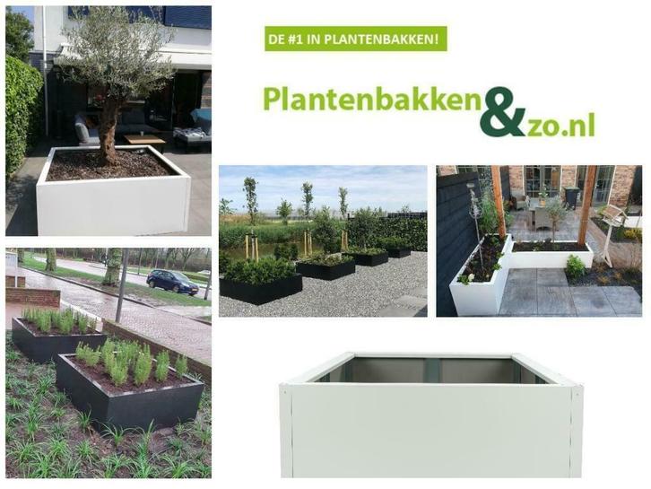 Witte plantenbakken; grote stalen plantenbakken voor buiten!, Tuin en Terras, Bloembakken en Plantenbakken, 30 tot 60 cm, 100 cm of meer