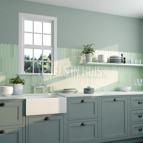 Wandtegel hexagon lanse mint groen 5x25 wandtegel, Doe-het-zelf en Verbouw, Tegels, Wandtegels, Nieuw, 10 m² of meer, Keramiek