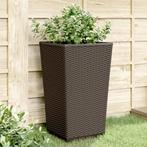 vidaXL Plantenbakken 2 st 32,5x32,5x57 cm polypropeen bruin, Verzenden, Nieuw, Kunststof