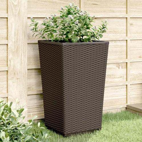vidaXL Plantenbakken 2 st 32,5x32,5x57 cm polypropeen bruin, Tuin en Terras, Bloembakken en Plantenbakken, Nieuw, Kunststof, Verzenden