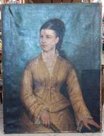 Europese school (XIX) - Dama con ventaglio, Antiek en Kunst