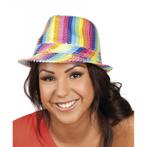 Trilby hoed met pailletten - regenboog - glitter - Feestho.., Verzenden, Nieuw