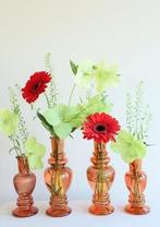 Gekleurd glazen flesje venice vaasje kandelaar amber ø5,7 cm, Ophalen of Verzenden, Nieuw