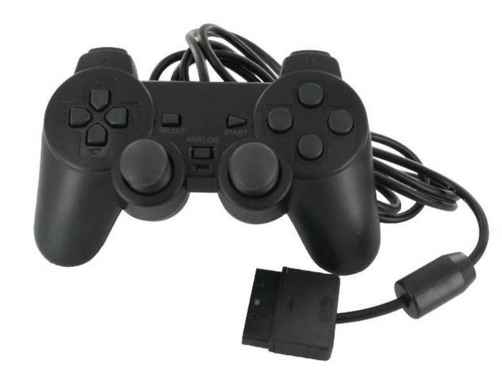 PS2 Controller Wired Zwart (Third Party) (Nieuw), Spelcomputers en Games, Spelcomputers | Sony PlayStation 2, Nieuw, Ophalen of Verzenden