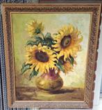 H. v. leeuwen (XX) - Pot zonnebloemen, Antiek en Kunst, Kunst | Schilderijen | Klassiek