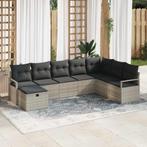 vidaXL Tuin Sofa Set 8 pcs Lichtgrijs Poly riet, Tuin en Terras, Verzenden, Nieuw, Rotan