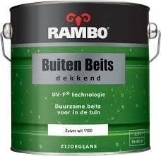 RAMBO buitenbeits 1100 Zuiverwit - 5 liter (HOUT - BEITS), Doe-het-zelf en Verbouw, Verf, Beits en Lak, Beits, Wit, Nieuw, 5 tot 10 liter