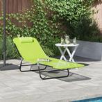 vidaXL Opvouwbare zonnebed met hoofsteun Groen Textilene, Tuin en Terras, Ligbedden, Verzenden, Nieuw