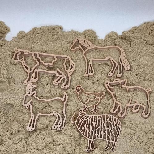 Grennn - Boerderijdieren uitstekers Kinetisch Zand - 6 stuks, Kinderen en Baby's, Speelgoed | Overig