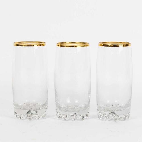 (3) Highball Glazen met Vergulde Rand, Antiek en Kunst, Antiek | Glas en Kristal, Ophalen