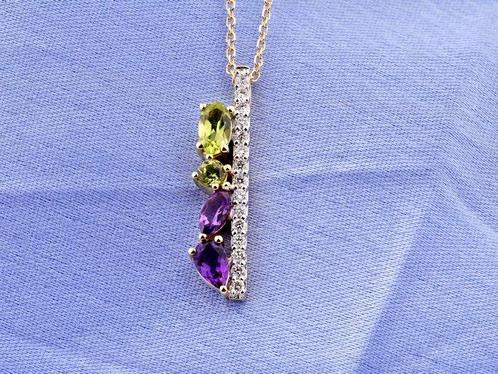 Ketting met hanger - 14 karaat Geel goud - 0.82ct. tw., Sieraden, Tassen en Uiterlijk, Antieke sieraden