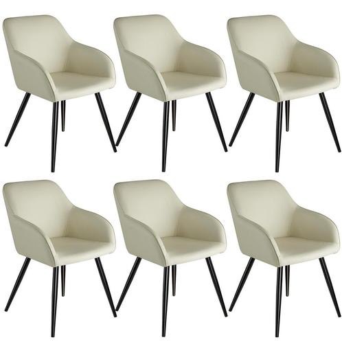 6x Stoel Marilyn stof - crème/zwart, Huis en Inrichting, Stoelen, Verzenden