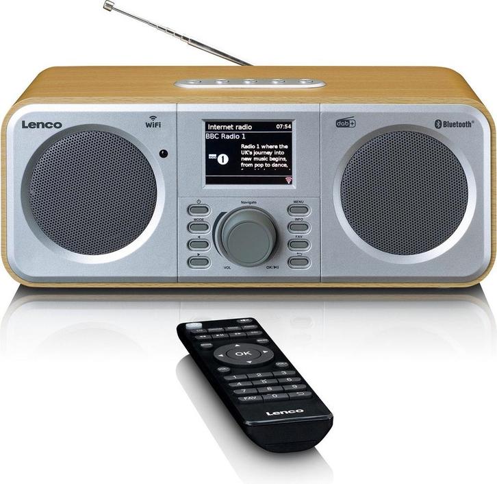 Internet radio - Met bluetooth & DAB+ - Hout - Lenco - DIR-1, Audio, Tv en Foto, Radio's, Zo goed als nieuw, Verzenden