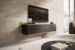 Zwevend TV-Meubel Zwart 135x32x30 goud, Huis en Inrichting, Overige materialen, 100 tot 150 cm, Verzenden, Nieuw