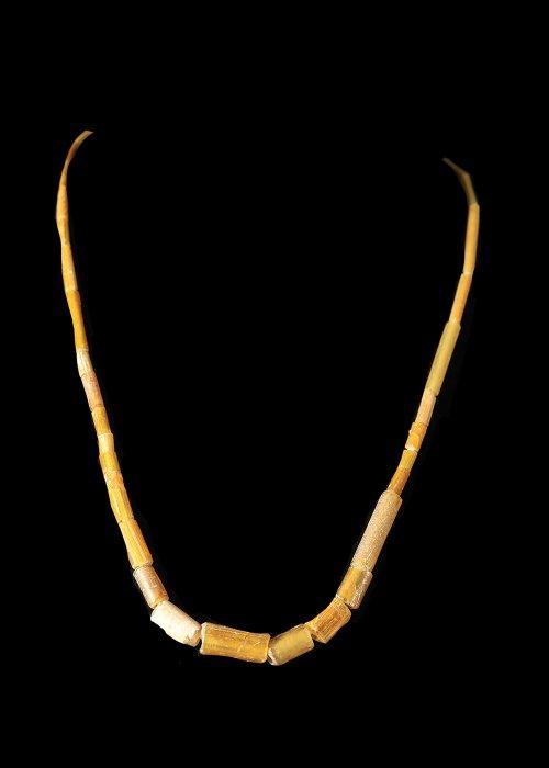 Oud-Romeins Beige glas Buikvormige kralenketting (Zonder, Antiek en Kunst, Antiek | Overige Antiek