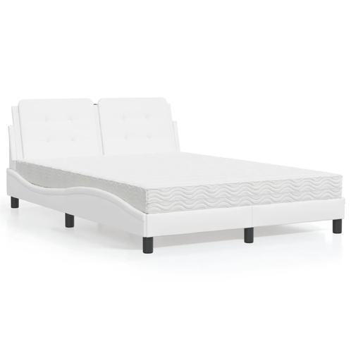 vidaXL Bed met matras kunstleer wit 120x200 cm, Huis en Inrichting, Slaapkamer | Bedden, 120 cm, 200 cm, Wit, Twijfelaar, Nieuw