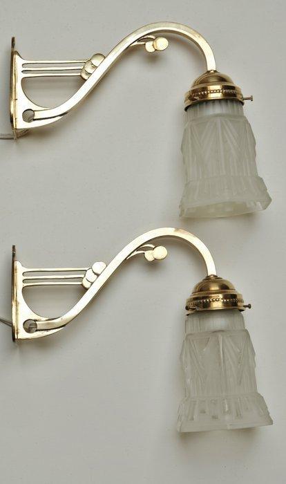 Art Nouveau - Wandkandelaar (2) - persglas, Antiek en Kunst, Kunst | Designobjecten