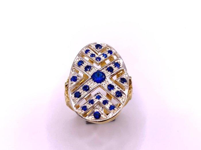 Zonder Minimumprijs - Cocktailring - 9 kt. Geel goud, Zilver, Sieraden, Tassen en Uiterlijk, Antieke sieraden