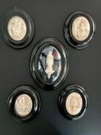 Reliëf, Ensemble de 5 cadres religieux - 18 cm - Hout, Glas, Antiek en Kunst
