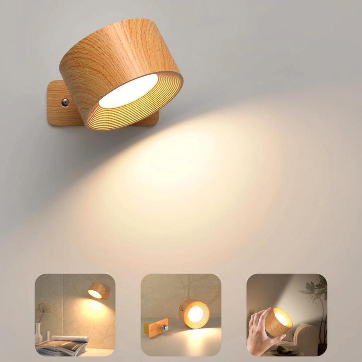 Houten led wandlamp draadloos touch dimbaar, Huis en Inrichting, Lampen | Spots, Nieuw, Verzenden