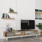 [en.casa] TV-meubel met plankenset Saarijärvi eiken en wit, Huis en Inrichting, Kasten | Ladekasten, Nieuw, Verzenden