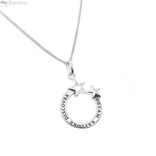 Zilveren dream explore discover stars ketting, Sieraden, Tassen en Uiterlijk, Kettingen, Nieuw, Verzenden