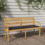 vidaXL Bankje Batavia met antracietkleurig kussen 150 cm, Verzenden, Nieuw, Teakhout