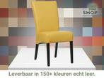 Leren eetkamerstoel Just - Toledo Lemon (geel) - Poten hout, Huis en Inrichting, Stoelen, Overige kleuren, Bohemian, Eigentijds, Klassiek, Retro, Romantisch, Scandinavisch