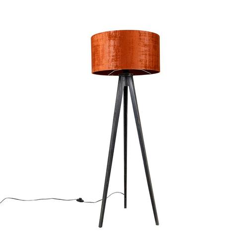 Vloerlamp tripod zwart met kap rood 50 cm - Tripod Classic, Huis en Inrichting, Lampen | Vloerlampen, Nieuw, Overige materialen